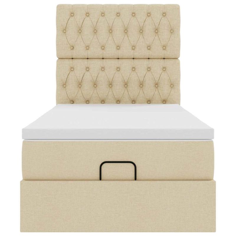Casa si Gradina - Mobilier - Paturi si accesorii - Paturi - Cadru de pat otoman cu saltea crem 90x200cm stofa - Infinity.ro