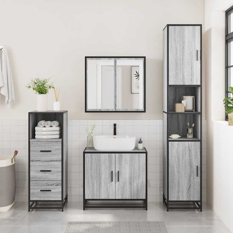 Casa si Gradina - Mobilier - Mobilier baie - Comode baie - Dulap de baie, gri sonoma, 65x33x60 cm, lemn prelucrat - Infinity.ro