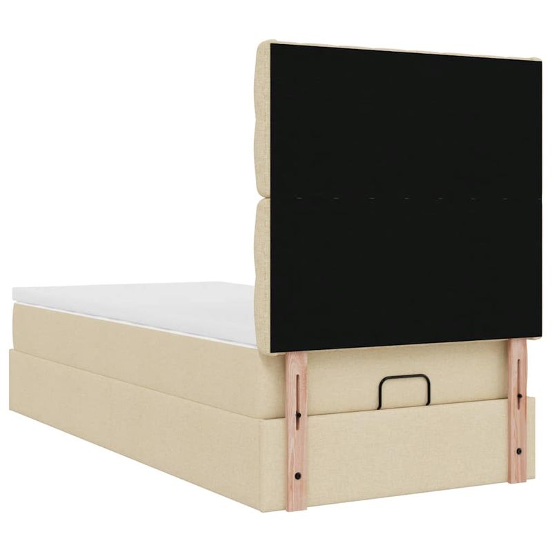 Casa si Gradina - Mobilier - Paturi si accesorii - Paturi - Cadru de pat otoman cu saltea crem 90x200cm stofa - Infinity.ro