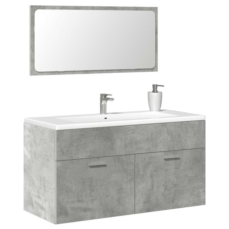 Casa si Gradina - Mobilier - Mobilier baie - Comode baie - Dulap de baie cu oglinda, gri beton, lemn prelucrat - Infinity.ro