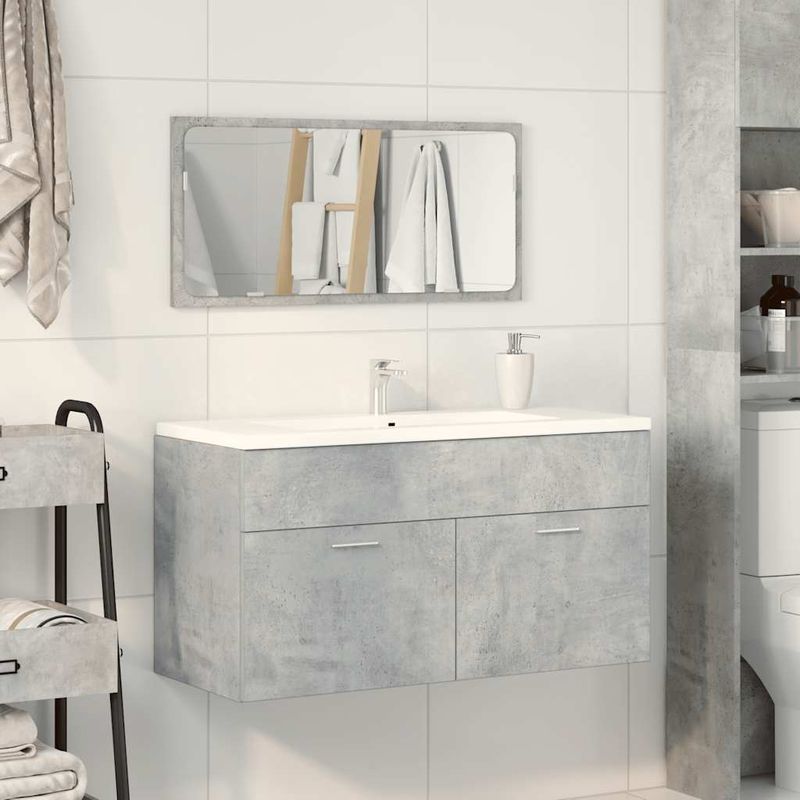 Casa si Gradina - Mobilier - Mobilier baie - Comode baie - Dulap de baie cu oglinda, gri beton, lemn prelucrat - Infinity.ro