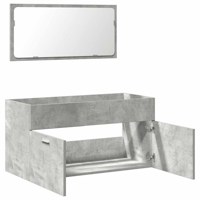 Casa si Gradina - Mobilier - Mobilier baie - Comode baie - Dulap de baie cu oglinda, gri beton, lemn prelucrat - Infinity.ro