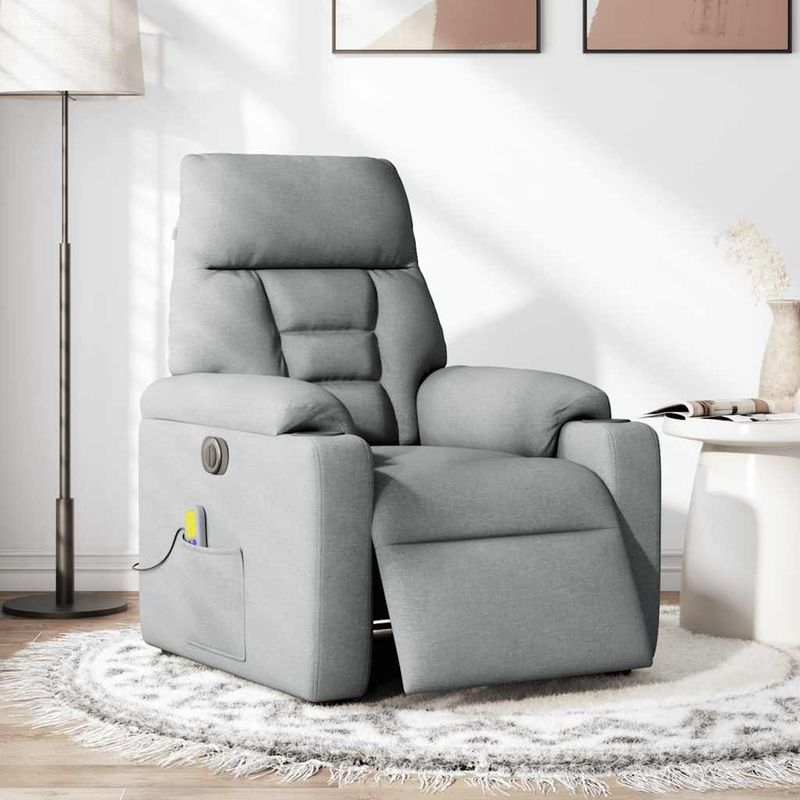 Ingrijire personala si Cosmetice - Sanatate si wellness - Articole wellness - Fotolii de masaj - Fotoliu electric de masaj rabatabil, gri deschis, microfibra - Infinity.ro