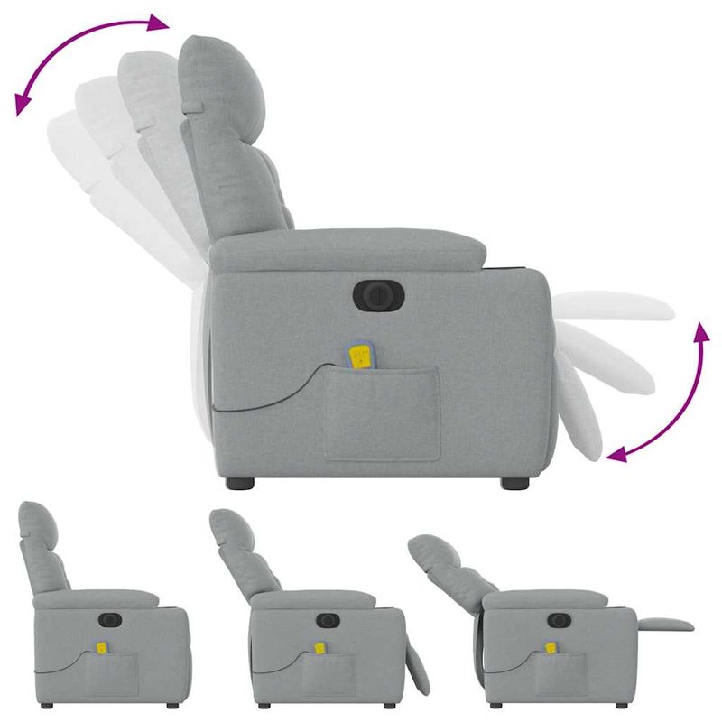 Ingrijire personala si Cosmetice - Sanatate si wellness - Articole wellness - Fotolii de masaj - Fotoliu electric de masaj rabatabil, gri deschis, microfibra - Infinity.ro