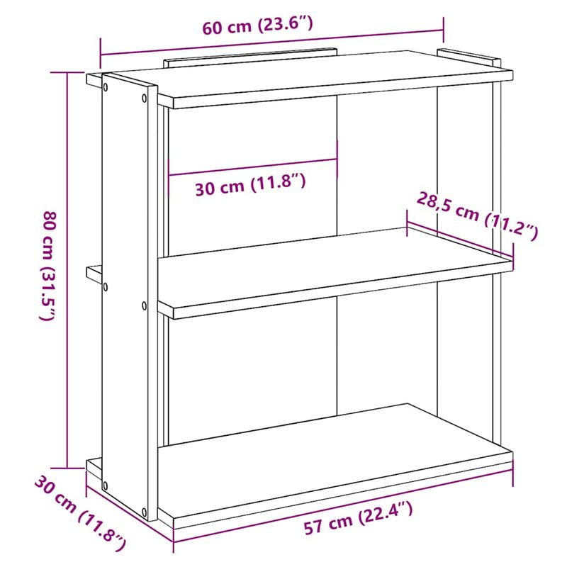 Casa si Gradina - Mobilier - Biblioteci si rafturi - Biblioteci - Biblioteca 3 niveluri stejar sonoma 60x30x80 cm, lemn prelucrat - Infinity.ro