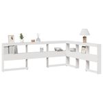 Casa si Gradina - Mobilier - Paturi si accesorii - Accesorii paturi - Tablie de pat cu biblioteca in forma de L, alb, 130 cm, lemn masiv de pin, mărime 138.5x208.5x80 cm - Infinity.ro