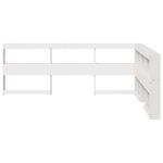 Casa si Gradina - Mobilier - Paturi si accesorii - Accesorii paturi - Tablie de pat cu biblioteca in forma de L, alb, 130 cm, lemn masiv de pin, mărime 138.5x208.5x80 cm - Infinity.ro