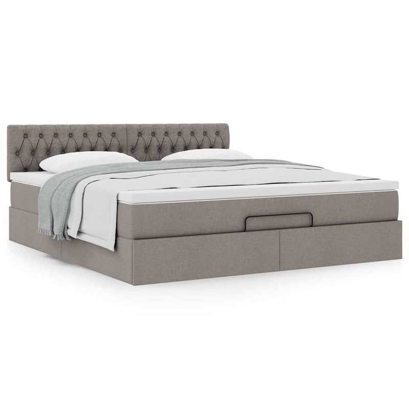 Casa si Gradina - Mobilier - Paturi si accesorii - Paturi - Cadru de pat otoman cu saltea Taupe 160x200cm Material - Infinity.ro