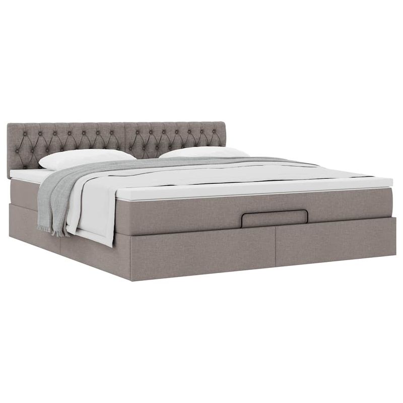 Casa si Gradina - Mobilier - Paturi si accesorii - Paturi - Cadru de pat otoman cu saltea Taupe 160x200cm Material - Infinity.ro