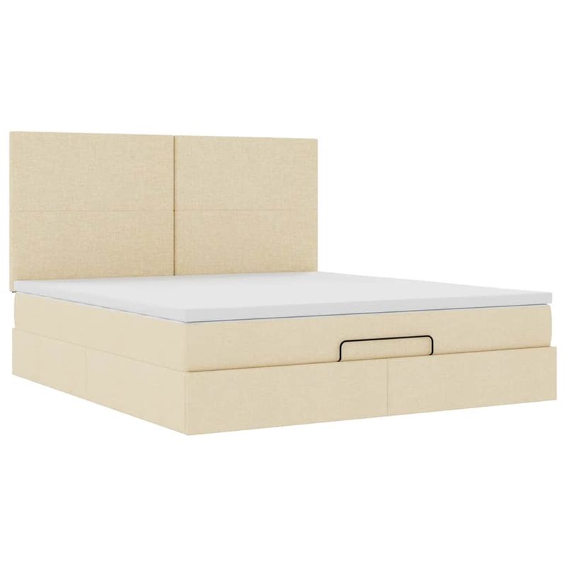 Casa si Gradina - Mobilier - Paturi si accesorii - Paturi - Cadru de pat otoman cu saltea crem 180x200cm stofa - Infinity.ro