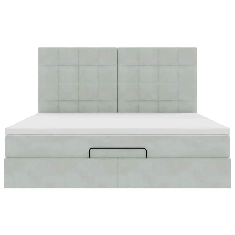 Casa si Gradina - Mobilier - Paturi si accesorii - Paturi - Cadru de pat otoman cu saltele Gri deschis 160x200cm catifea - Infinity.ro