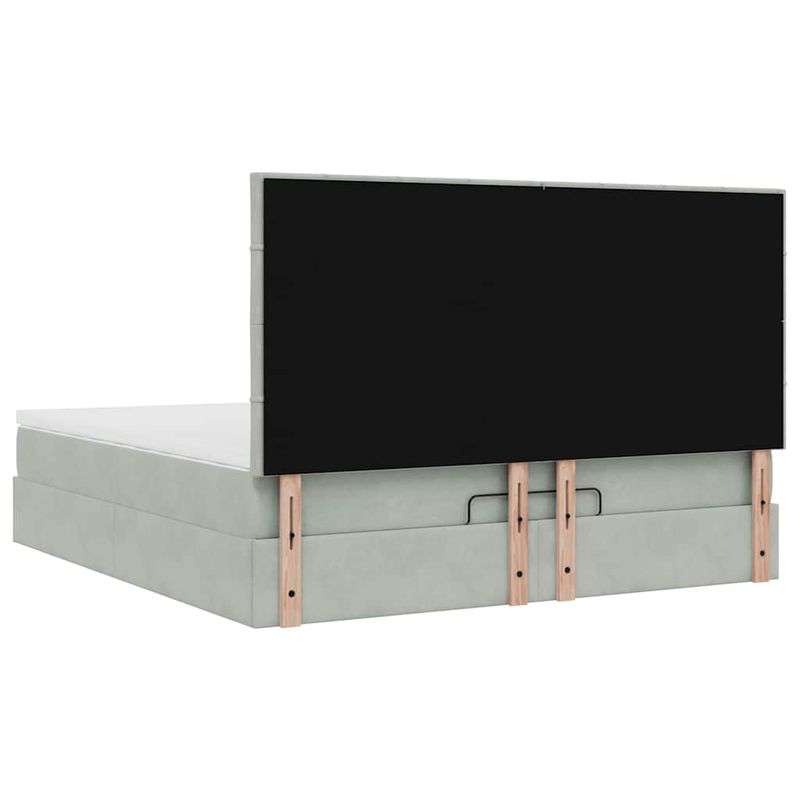 Casa si Gradina - Mobilier - Paturi si accesorii - Paturi - Cadru de pat otoman cu saltele Gri deschis 160x200cm catifea - Infinity.ro