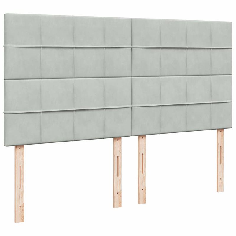 Casa si Gradina - Mobilier - Paturi si accesorii - Paturi - Cadru de pat otoman cu saltele Gri deschis 160x200cm catifea - Infinity.ro