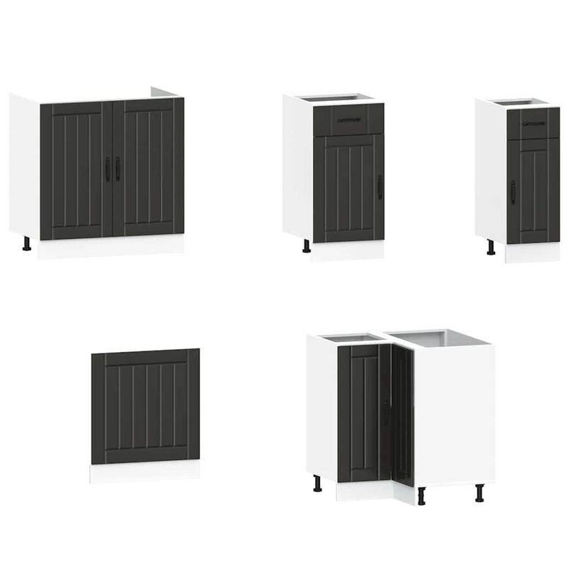 Casa si Gradina - Mobilier - Comode si corpuri - Corpuri bucatarie - Set dulap de bucatarie 11 piese „Kalmar” lemn negru prelucrat - Infinity.ro