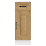 Casa si Gradina - Mobilier - Comode si corpuri - Corpuri bucatarie - Dulap de baza de bucatarie „Kalmar” stejar artizanal lemn, model 1x dulap inferior (1 ușă 1 sertar), mărime 30x46x81.5 cm - Infinity.ro