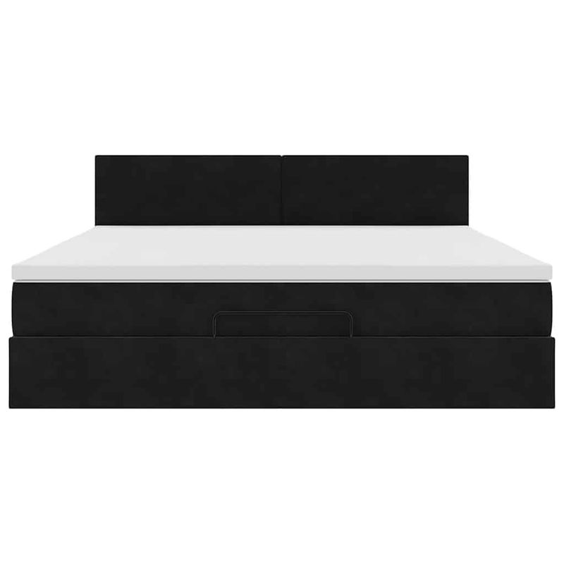 Casa si Gradina - Mobilier - Paturi si accesorii - Paturi - Cadru de pat otoman cu saltea, catifea neagra 180x200cm - Infinity.ro