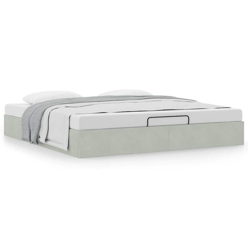 Casa si Gradina - Mobilier - Paturi si accesorii - Paturi - Cadru pat otoman fara saltea Gri deschis 180x200 cm catifea - Infinity.ro