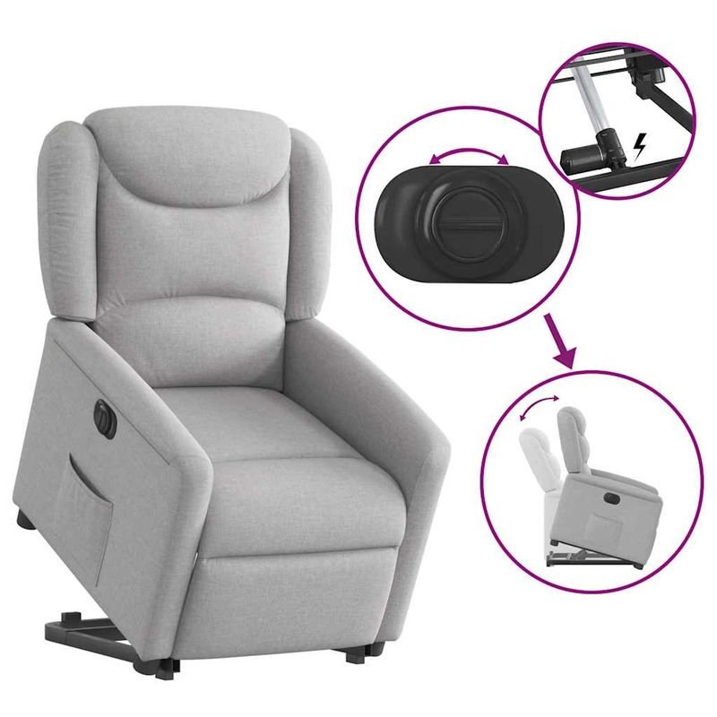 Casa si Gradina - Mobilier - Scaune si fotolii - Fotolii - Fotoliu reclinabil electric, tesatura gri nor - Infinity.ro