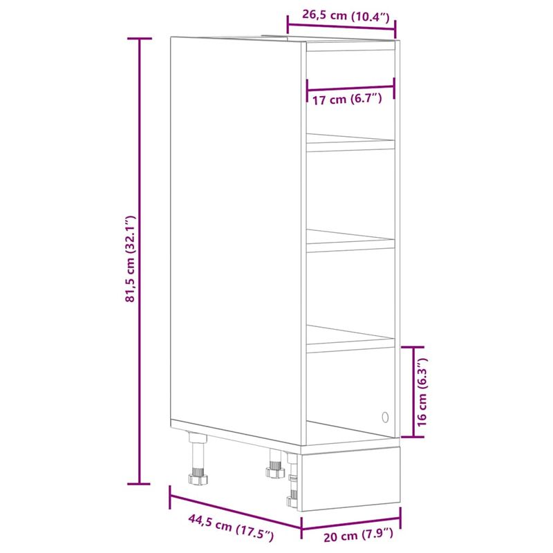 Casa si Gradina - Mobilier - Comode si corpuri - Corpuri bucatarie - Dulap inferioara alb 20x44,5x81,5 cm lemn prelucrat - Infinity.ro