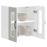Casa si Gradina - Mobilier - Comode si corpuri - Corpuri bucatarie - Dulap de bucatarie cu usa sticla „Kalmar” lemn prelucrat alb, model 1x dulap de perete din sticlă (2 uși), mărime 60x31x60 cm - Infinity.ro