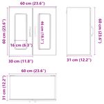 Casa si Gradina - Mobilier - Comode si corpuri - Corpuri bucatarie - Dulap de bucatarie cu usa sticla „Kalmar” lemn prelucrat alb, model 1x dulap de perete din sticlă (2 uși), mărime 60x31x60 cm - Infinity.ro