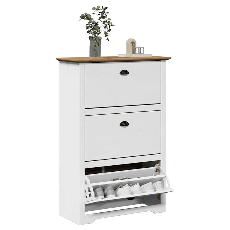 Casa si Gradina - Mobilier - Organizare si depozitare - Organizator incaltaminte - Suport pantofi „BODO” alb si maro 80x35x118 cm - Infinity.ro