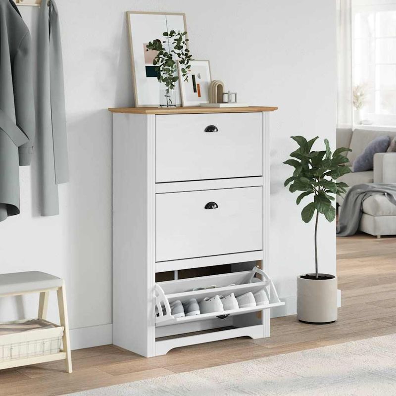 Casa si Gradina - Mobilier - Organizare si depozitare - Organizator incaltaminte - Suport pantofi „BODO” alb si maro 80x35x118 cm - Infinity.ro