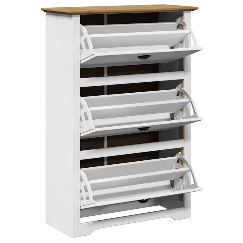 Casa si Gradina - Mobilier - Organizare si depozitare - Organizator incaltaminte - Suport pantofi „BODO” alb si maro 80x35x118 cm - Infinity.ro