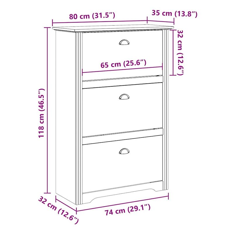 Casa si Gradina - Mobilier - Organizare si depozitare - Organizator incaltaminte - Suport pantofi „BODO” alb si maro 80x35x118 cm - Infinity.ro