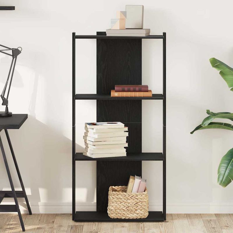 Casa si Gradina - Mobilier - Biblioteci si rafturi - Biblioteci - Biblioteca cu 3 niveluri, negru, 60x30x120 cm, lemn prelucrat - Infinity.ro