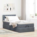 Casa si Gradina - Mobilier - Paturi si accesorii - Paturi - Cadru de pat otoman cu saltea catifea gri inchis 90x190cm - Infinity.ro