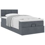Casa si Gradina - Mobilier - Paturi si accesorii - Paturi - Cadru de pat otoman cu saltea catifea gri inchis 90x190cm - Infinity.ro