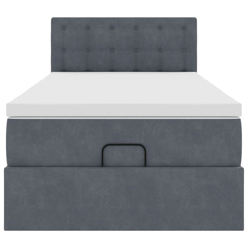 Casa si Gradina - Mobilier - Paturi si accesorii - Paturi - Cadru de pat otoman cu saltea catifea gri inchis 90x190cm - Infinity.ro