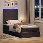 Casa si Gradina - Mobilier - Paturi si accesorii - Paturi - Cadru de pat otoman cu saltea tesatura maro inchis 90x200 cm - Infinity.ro