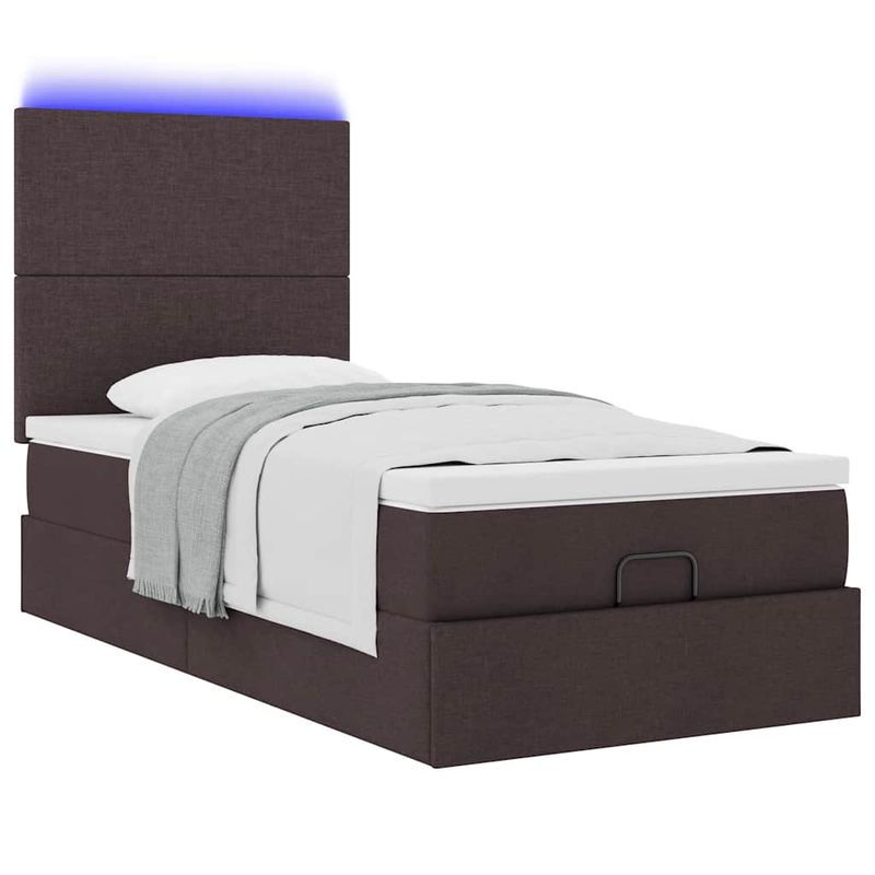 Casa si Gradina - Mobilier - Paturi si accesorii - Paturi - Cadru de pat otoman cu saltea tesatura maro inchis 90x200 cm - Infinity.ro