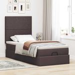 Casa si Gradina - Mobilier - Paturi si accesorii - Paturi - Cadru de pat otoman cu saltea tesatura maro inchis 90x200 cm - Infinity.ro