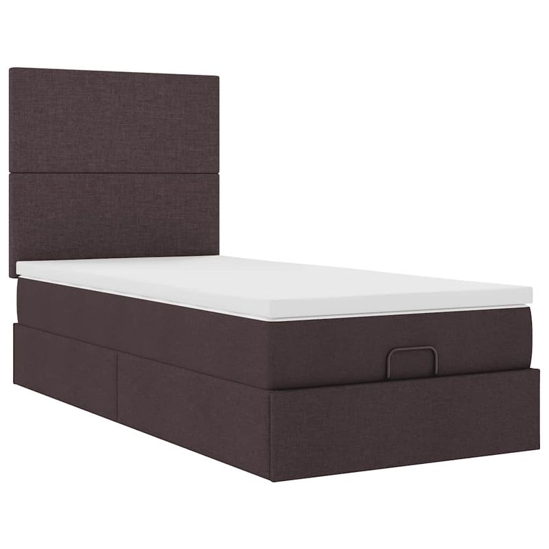 Casa si Gradina - Mobilier - Paturi si accesorii - Paturi - Cadru de pat otoman cu saltea tesatura maro inchis 90x200 cm - Infinity.ro
