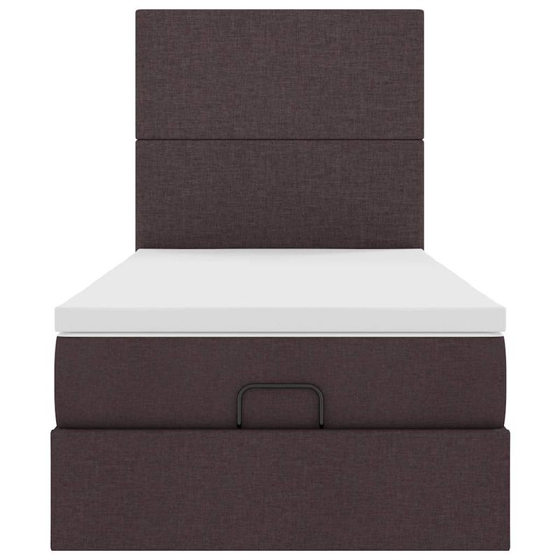 Casa si Gradina - Mobilier - Paturi si accesorii - Paturi - Cadru de pat otoman cu saltea tesatura maro inchis 90x200 cm - Infinity.ro