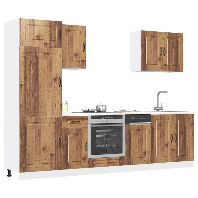 Casa si Gradina - Mobilier - Comode si corpuri - Corpuri bucatarie - Set de dulapuri de bucatarie 7 piese „Kalmar” Lemn vechi lemn - Infinity.ro