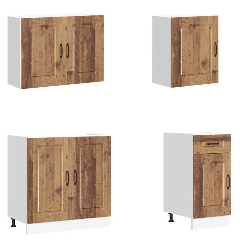 Casa si Gradina - Mobilier - Comode si corpuri - Corpuri bucatarie - Set de dulapuri de bucatarie 7 piese „Kalmar” Lemn vechi lemn - Infinity.ro