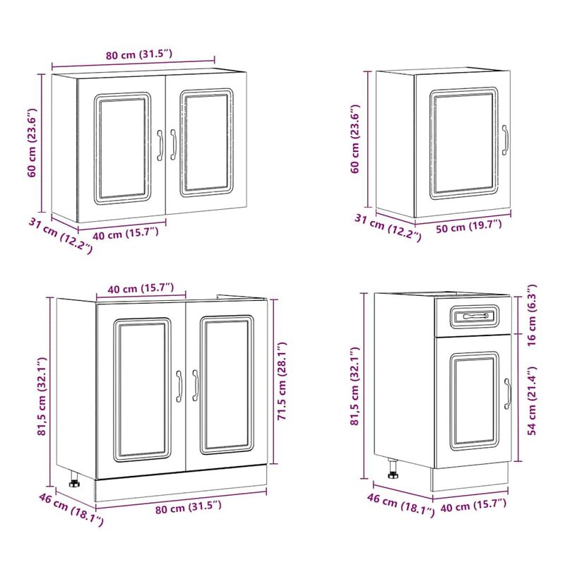 Casa si Gradina - Mobilier - Comode si corpuri - Corpuri bucatarie - Set de dulapuri de bucatarie 7 piese „Kalmar” Lemn vechi lemn - Infinity.ro