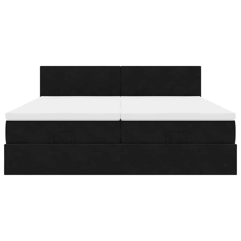 Casa si Gradina - Mobilier - Paturi si accesorii - Paturi - Cadru de pat otoman cu saltele, catifea neagra 180x200cm - Infinity.ro