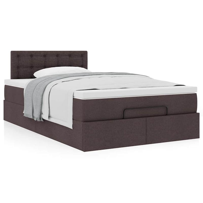 Casa si Gradina - Mobilier - Paturi si accesorii - Paturi - Cadru de pat otoman cu saltea tesatura maro inchis 120x190 cm - Infinity.ro