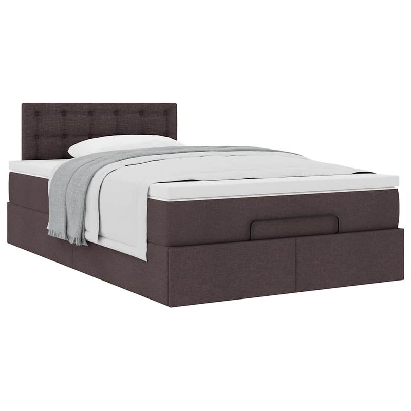 Casa si Gradina - Mobilier - Paturi si accesorii - Paturi - Cadru de pat otoman cu saltea tesatura maro inchis 120x190 cm - Infinity.ro