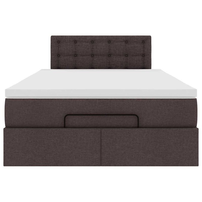 Casa si Gradina - Mobilier - Paturi si accesorii - Paturi - Cadru de pat otoman cu saltea tesatura maro inchis 120x190 cm - Infinity.ro