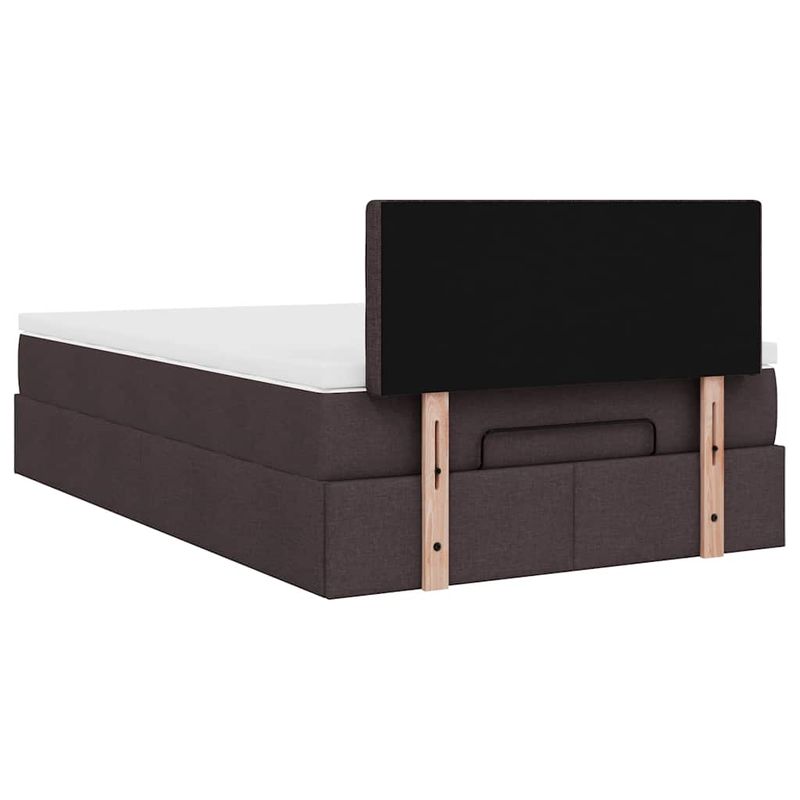 Casa si Gradina - Mobilier - Paturi si accesorii - Paturi - Cadru de pat otoman cu saltea tesatura maro inchis 120x190 cm - Infinity.ro