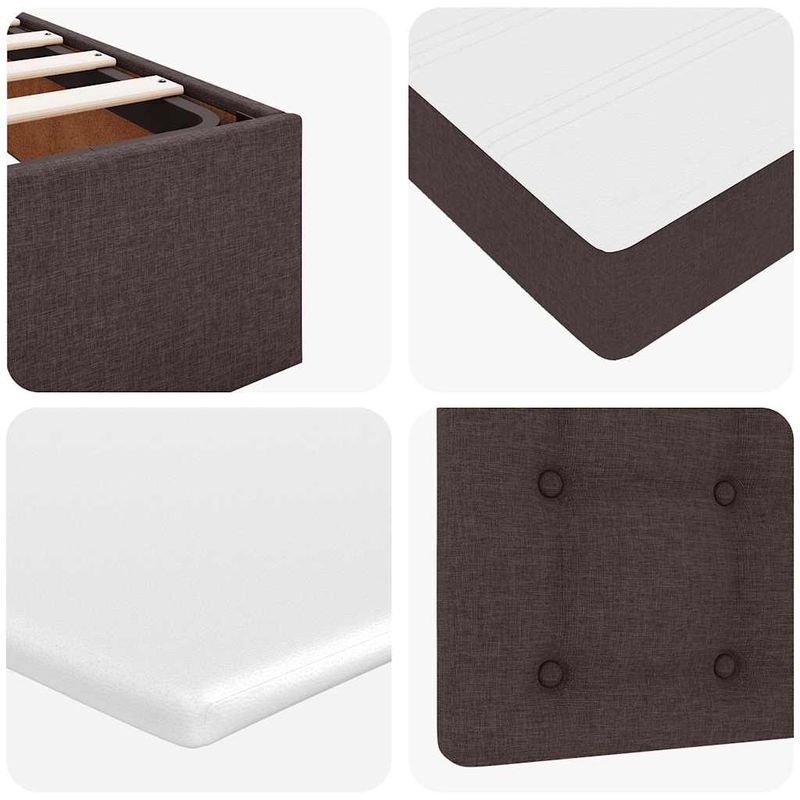 Casa si Gradina - Mobilier - Paturi si accesorii - Paturi - Cadru de pat otoman cu saltea tesatura maro inchis 120x190 cm - Infinity.ro