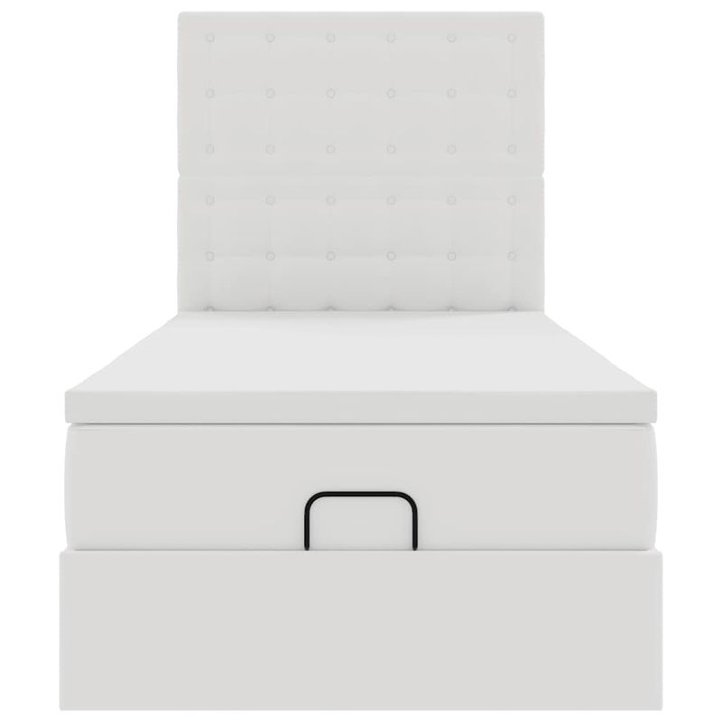 Casa si Gradina - Mobilier - Paturi si accesorii - Paturi - Cadru de pat otoman cu saltea alb 90x200cm piele artificiala - Infinity.ro