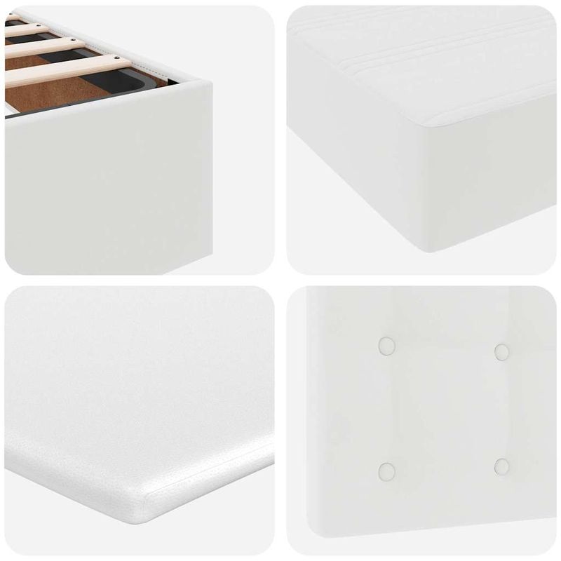 Casa si Gradina - Mobilier - Paturi si accesorii - Paturi - Cadru de pat otoman cu saltea alb 90x200cm piele artificiala - Infinity.ro