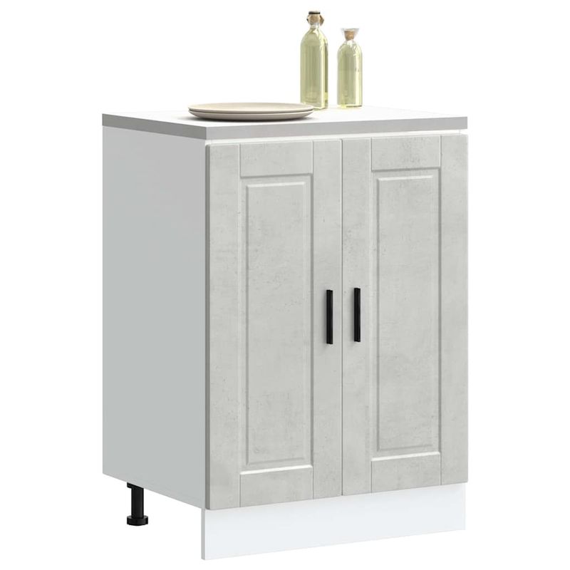Casa si Gradina - Mobilier - Comode si corpuri - Corpuri bucatarie - Dulap de baza de bucatarie „Porto” Lemn prelucrat gri beton, model 1x dulap inferior (2 uși), mărime 60x46x81.5 cm - Infinity.ro